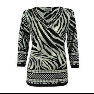Zebra print top with rhinestones L